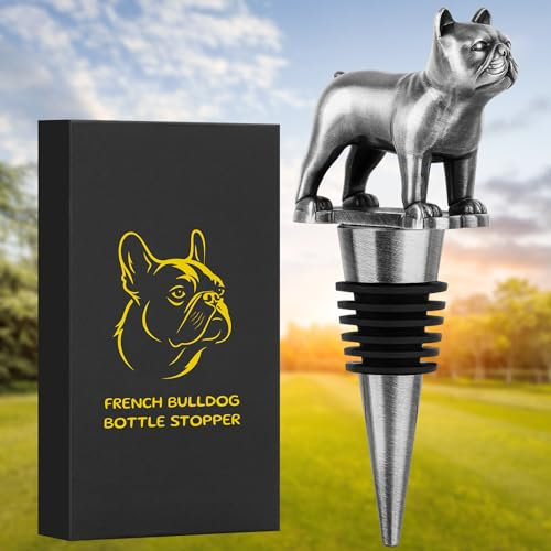 LKKCHER Französische Bulldogge Weinstopfen, Weingeschenke für Männer Frauen Französische Bulldogge Liebhaber, Flaschenverschlüsse für Wein Champagner, Geburtstagsgeschenke, Weinretter