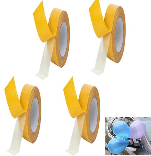 Eowppue 4 Stück doppelseitiges Gewebeband 10 mm x 10 m, für Teppiche, Matten, Pads, extra starkes Teppichklebeband für den Innenbereich, Hartholz, Fliesen, Laminat