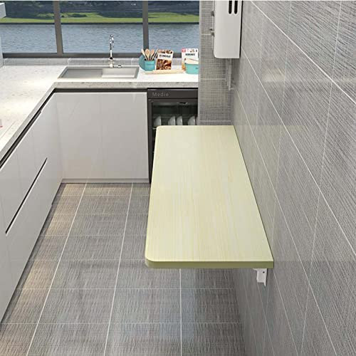 MUMICO Klapptisch Wandklapptisch, Wandklapptisch mit Stahlhalterungen, Küchentisch, Esstisch, Computertisch, platzsparender klappbarer Wandtisch, für Küche Ahorn, L100xB30cm