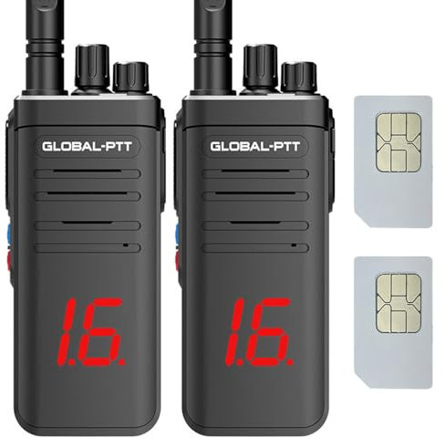 Wurui G5 Global-ptt 4G POC walkie Talkie for Adults Long Range intercom 5000 Miles Distance Network Two Way Radio work team communication professional job unlimit distance (2blackGPSwithSIM)