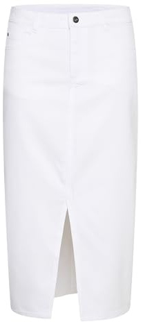 KAFFE Damen Denim Pencil Silhouette Midi Length High-Waisted Slim Fit Skirt, Chalk, 42