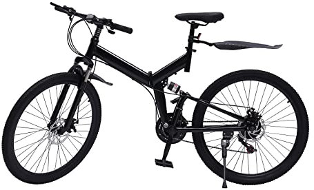 26 Zoll 21 Gang Vollfederung Scheibenbremsen Faltrad Mountainbike Erwachsenenfahrrad Faltrennrad Erwachsenen Faltrad Faltrad Ausrüstung Jugendfahrrad Camping Schwarz