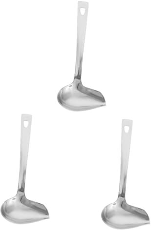 Milisten 3pcs Oil Spoon Kitchen Soup Spoon Stainless Steel Sturdy Sleek Great for Cooking Serving Hot Pot