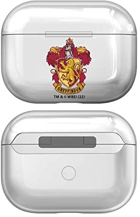 Head Case Designs Offizielle Harry Potter Gryffindor Wappen Und Schilde Durchsichtig Harte Kristall Handyhülle Hülle Huelle kompatibel mit Apple AirPods Pro 2 Charging Case