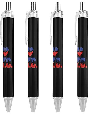 Novaj I Love Newyork City Kugelschreiber, einziehbarer Stift, Arbeitsstifte, Rollkugelschreiber für Büro, Zuhause, 4 Stück