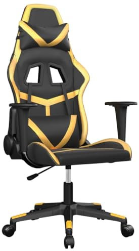 vidaXL Sedia da Gaming Massaggiante Nero e Oro in Similpelle
