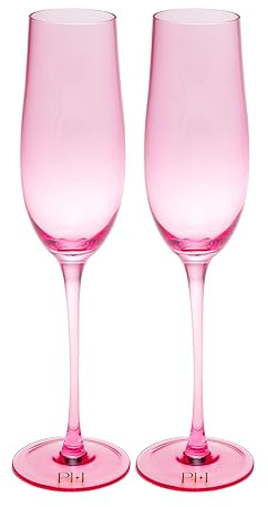 Paris Hilton Champagnerflöten-Set, handgefertigte Glas-Kollektion in Paris Signature Pink, perfekt für Partys und besondere Anlässe, zum Servieren von Champagner, Prosecco, Mimosen und mehr, 237 ml, 2
