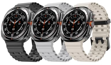 NotoCity Bracelet pour Samsung Galaxy Watch Ultra, silicone Souple Bracelet de remplacement pour Samsung Galaxy Watch Ultra 47mm(Noir+Lumière d'étoile+Gris clair)