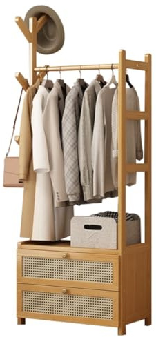 DODOBD Armoire Ouverte, Portant à Vêtement en Bois, Penderie d'Entrée, Dressing Modulable pour Chambre et Salon, Meuble de Rangement