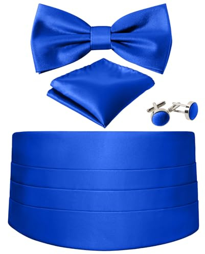 Formelle Herren-Fliege, Manschettenknöpfe, Set, Einstecktücher, Schwarz, Blau, 4-piece set