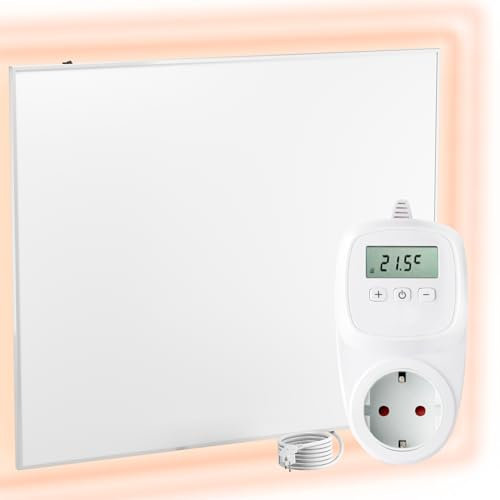 UMBRELLA® Infrarot Wandheizung mit Thermostat [FERNBEDIENUNG + WIFI STEUERUNG] – Infrarotheizung Wandmontage Heizkörper – Carbon Crystal Infrarot Paneel App steuerbar – (Modell TH12 WIFI - 1200W)