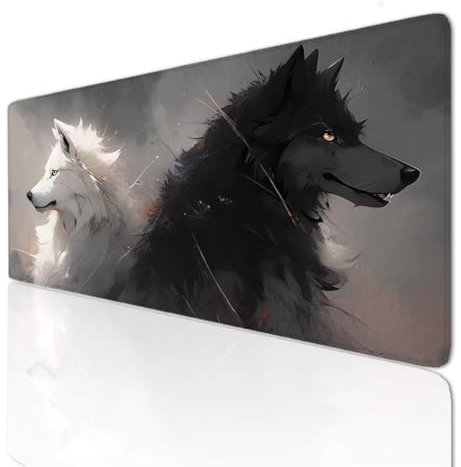 Wolf Large Mouse Mat Gaming Mouse Pad Large 63x32in Keyboard Mat Desk Mat Pad with Non-Slip Rubber Base, Mousepad Washable Extended Large Mouse Mats for Desk, Mousemat for Home Office Work 3-955
