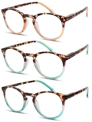 Vecien Reading Glasses 3 Pack Bright Finish Readers, Crystal Lens Give You Ultra Clear Vision,Spring Hinges Pattern Design for Men & Women (2.5)