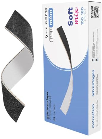 STALEKS PRO Lot de 25 housses de limes double face PapmAm Mix avec mousse souple pour lime droite Expert Grain 100/180