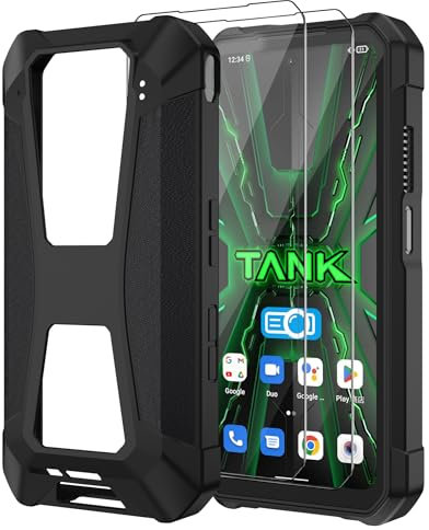 8849 Tank 2 Pro Phone Case Black, Soft Silicone Anti-Slip Protective Case Cover, Durable TPU Shockproof Phone Cover for Tank 2 Pro(with 2 Screen Protector)