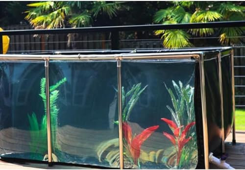 Aquariumpool -Teich großer Aquariumtank - Koi/Goldfischteich, PVC -Leinwand -Liner mit Stahlrahmen, klares Betrachtungsfenster, leicht montierter Außenfischteich, Blau, 100x70x61cm