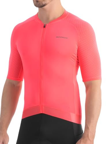 BERGRISAR Radtrikot Fahrradtrikot für Herren Kurzarm Atmungsaktiv Schnelltrocknend Ultraleicht Rennrad Trikots Rosa Klein