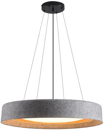 PIOUTNF Runde Esstisch Pendelleuchte, Moderne Wohnzimmerlampe, LED Küchenlampe Hängend, für Esszimmer, Küche, Saal, Grau