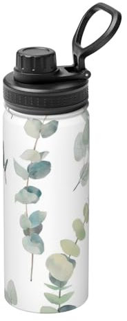 QGWDYYJQ Bouteille de sport isotherme blanche avec brindilles naturelles imprimées 532 ml