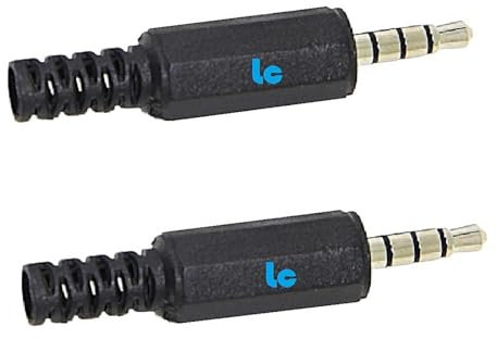 Genérico Conector Audio Jack Macho De 3,5 mm - 4 Pines Soldables - Conector TRRS 4 Polos - Bolsa De 2 Unidades