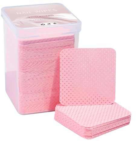 Nail Wipes - 200 Pieces Eyelash Glue Cleaning Pads, Lint-Free Square Wipes | Salon Nail Wipes for Eyelash Extension Remover, Acrylic Polish Gel Cleaning Tools, Nail Wipes