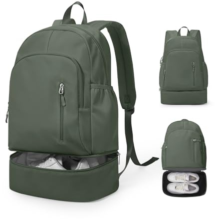 VENATIN Gym Rucksack damen Sportrucksack mit Schuhfach und Nasstasche,Wasserdichter Freizeitrucksack Sportrucksack Sporttasche für Schwimmen Yoga,Handgepäckrucksack Reise-Laptop-Rucksack,Armee Grün