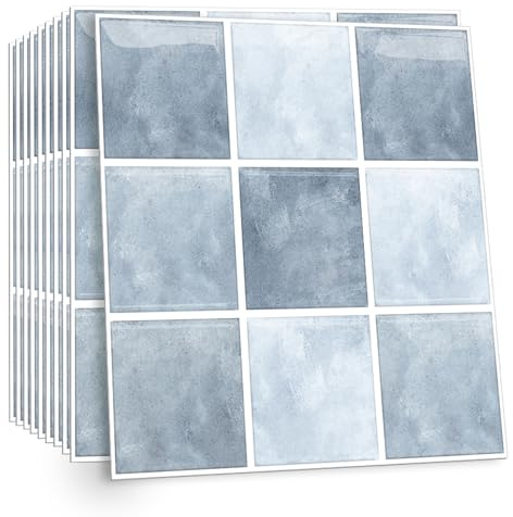 Celestdeco 2D Blau Fliesenaufkleber Selbstklebend Deko 30x30cm 10 Stück