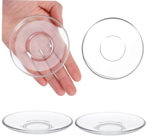 SMASOLO 4 Pezzi Piattini in Vetro Trasparente Rotondi da Sottotazze per tè e caffè Design Semplice e Pratico Materiale Resistente e Facile da Pulire per Dessert e Snack Riutilizzabile