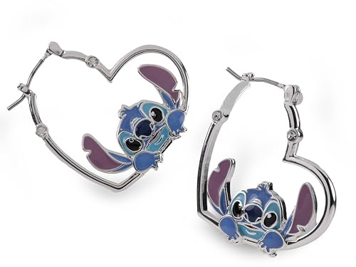 Disney Stitch Girls Creolen-Ohrringe, versilbert, Herzform