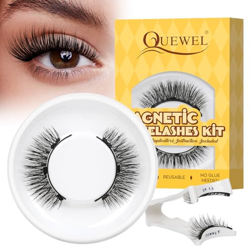 Pestañas Postizas Magneticas de larga duración, Pestañas Magneticas riutilizzabili con applicatore, No requiere pegamento, Aspecto de Naturales, fácil de colocar (YT01-02