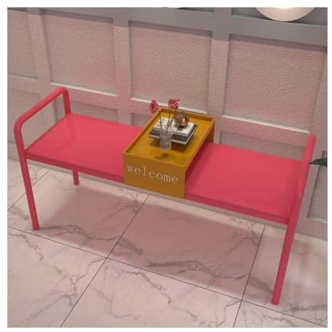 XUEQIZHENG Outdoor Garden Bench, Outdoor Park Gym Rest Bench, Wrought Iron Chair for Mall Café Seating(Pink)
