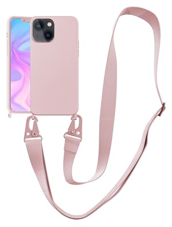 VooDirop Mobile Phone Chain Case for iPhone 13, Mobile Phone Case with Strap, Removable Nylon Lanyard, Shockproof Silicone Case, Mobile Phone Case with Adjustable Cord for Hanging, Protective Case