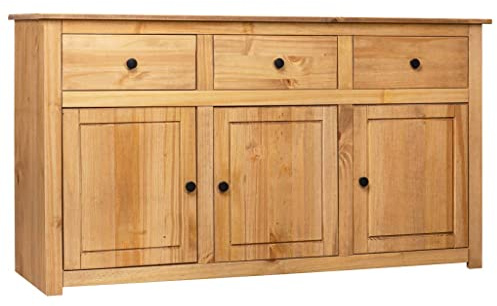 LKJephalotrop Solid Pine Wood Sideboard, 3 Drawers & 3 Doors, Natural | This 53 x 16 x 31.5 storage cabinet is ideal for organizing essentials in the living room, dining room, or entryway.