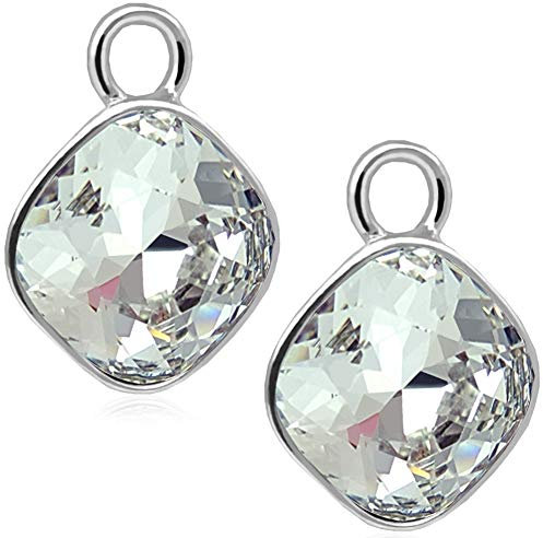 Charm Anhänger 2 Stück 925 Sterling Silber für Creolen Markenkristalle NOBEL SCHMUCK®