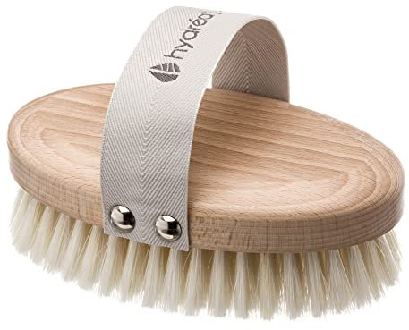 Hydréa London Professionelle Körperbürste für trockene Haut. Natürliche Borste. FSC®-zertifiziertes Buchenholz. Peeling abgestorbene Haut + Unterstützung der Lymphdrainage für strahlende Haut.