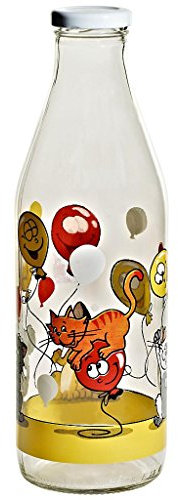 CRISTALICA Flasche mit Deckel Milchflasche Nadia mit Motiv 1.000 ml D 8 cm Moderner Zeitloser Style