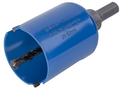 wolfcraft Universallochsäge mit Spanndorn, vormontiert I 3879000 I Vielseitig einsetzbar in unterschiedlichsten Materialien, Schnitttiefe 60 mm, ø50mm