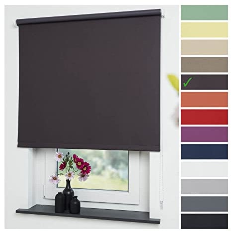 Liedeco® Rollo, Fenster Rollo, Kettenzug-Rollo / 182 x 180 cm (Breite x Höhe), Cappuccino/Verdunkelnd, Abdunkelnd, Blickdicht/viele Farben, Größen und Typen/Breiten 60-200 cm