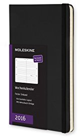 Moleskine Wochennotizkalender/Taschenkalender 2016 Deutsch L/A5, Horizontal, Hard Cover, Schwarz
