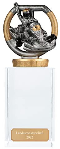 pokalspezialist Pokal, Trophäe Kart/Kartsport/Gokart mit Glassockel 13cm hoch Größe S mit Gravur