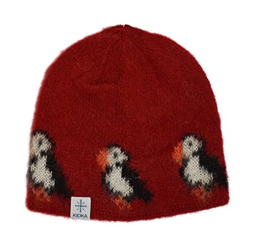 kidka 078 Wollmütze Puffin Papageientaucher - Farbe rot - Größe one Size