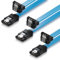 deleyCON 3x 50cm SATA III S-ATA 3 Cavo Dati 6 GBit/s per Unità Disco Rigido SSD - Clip in Metallo, 1x Dritto, 1x Spina 90°, Spina a l - Blu