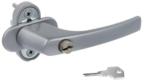 Alu Fenstergriff in Silber F1 abschließbar - Stiftlänge 40mm