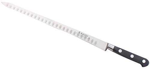 K SABATIER - Saumon 30 Cm Alveole Gamme Authentique - Acier Inoxydable - Manche Noir - 100% Forge - Entièrement Fabrique en France
