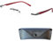Randlose Lesebrille mit rechteckigen Gläsern - mit Gratis Etui, Edelstahl Rahmen (Rot), Lesehilfe Herren und Damen +1.5 Dioptrien