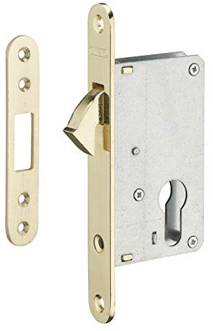 Serratura da incasso per porta scorrevole a cilindro europeo, asse 40mm - Finitura ottone - THIRARD