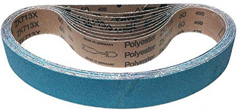 VSM Schleifband ZK713X Zirkonkorund – 25 x 762 mm – Körnung P80 – 10 Stück – für Metall Edelstahl INOX – reißfeste robuste Gewebeunterlage – Profi-Schleifbänder für Bandschleifer