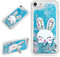 LCHDA für iPhone 6 6S Glitzer Flüssig Hülle Blau Mit Hasen Ohren handyhüllen Flüssigkeit Wasserfall Farbverlauf Sternen Süß 3D Karikatur Hase Stand Transparent Silikon Bumper Schutzhülle