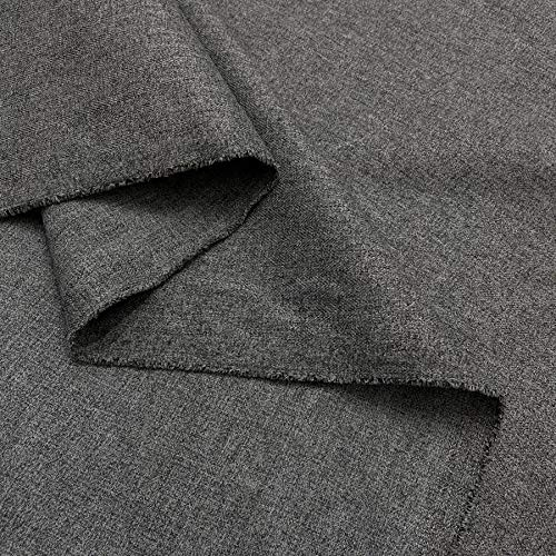 Fire Retardant Rustic Tweed Faux Wool Look Chevron Woven Herringbone Upholstery Fabric by The Metre - Charcoal