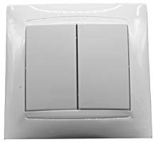 Doble interruptor empotrable, 2 posiciones, instalación en pared, adecuada para controlar luces y dispositivos eléctricos en casa.